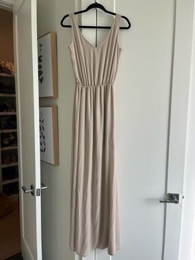 Show Me Your MuMu Neutral Beige V-Neck Maxi Dress